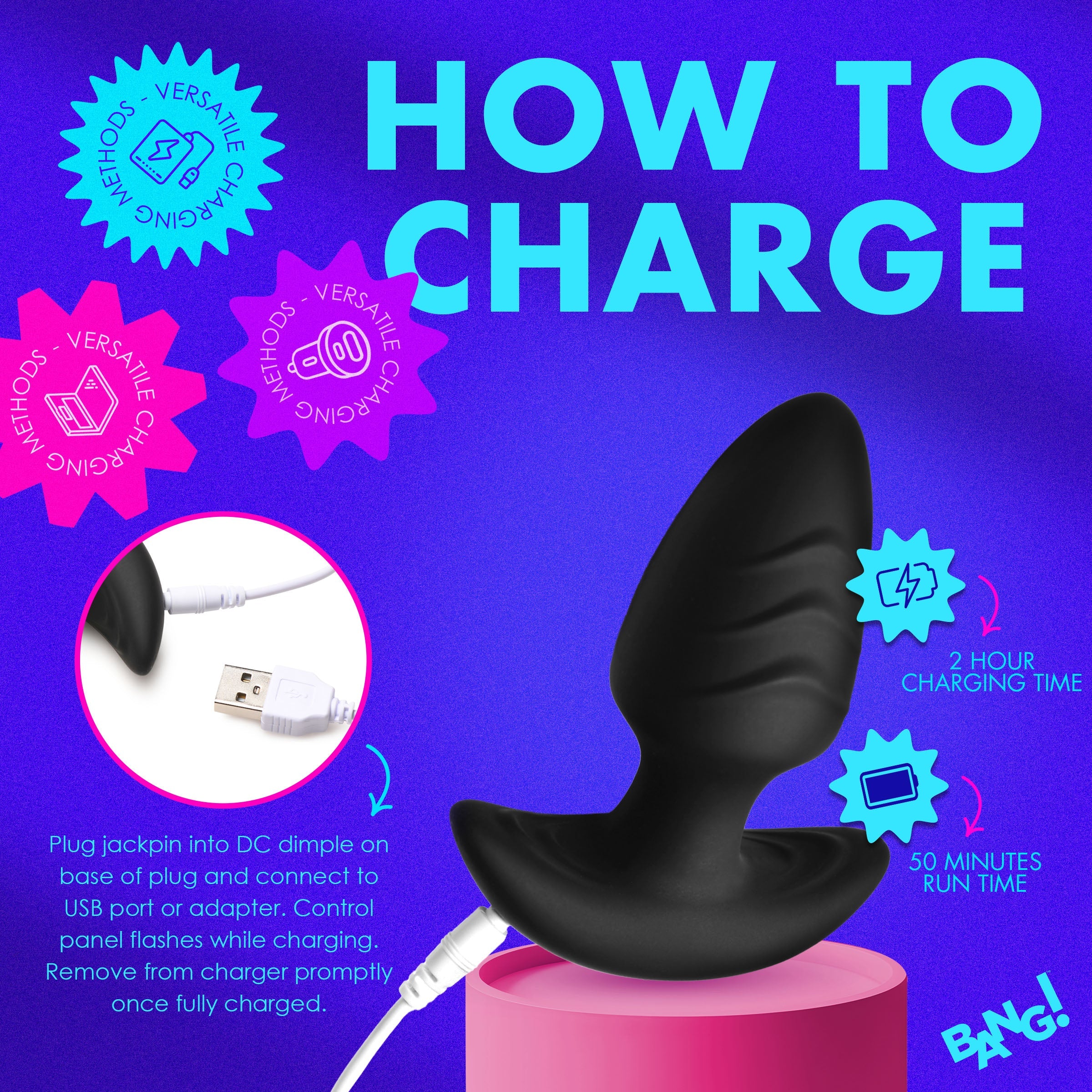 Rotating and Vibrating Silicone Butt Plug - Image 7